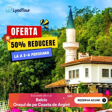 Oferta: 50% Reducere la a 2-a Persoana 💣 Excursie 1 zi Balcic - orașul de pe Coasta de Argint - 21 iunie 2025