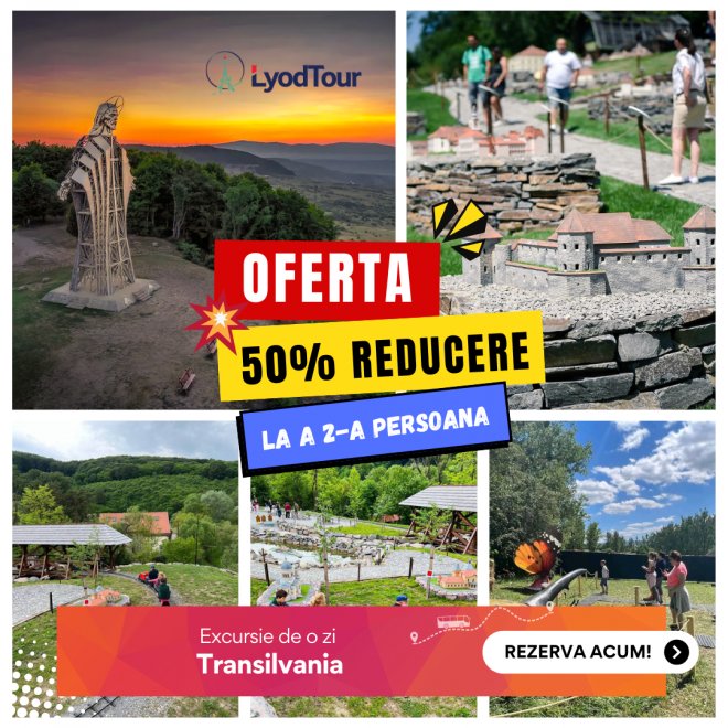 Oferta: 50% Reducere la a 2-a Persoana 💣 Excursie o zi in Transilvania - Statuia Inima lui Isus de pe Vf. Gordon si Mini Park Transilvania +Insect Park, 20 Iulie 2025