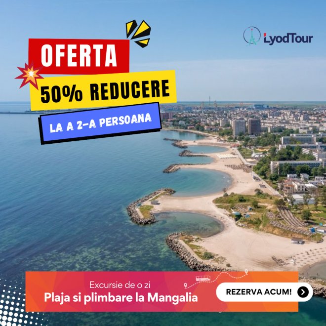 Oferta: 50% Reducere la a 2-a Persoana 💣 Excursie o zi - Plaja si plimbare la Mangalia - 3 August 