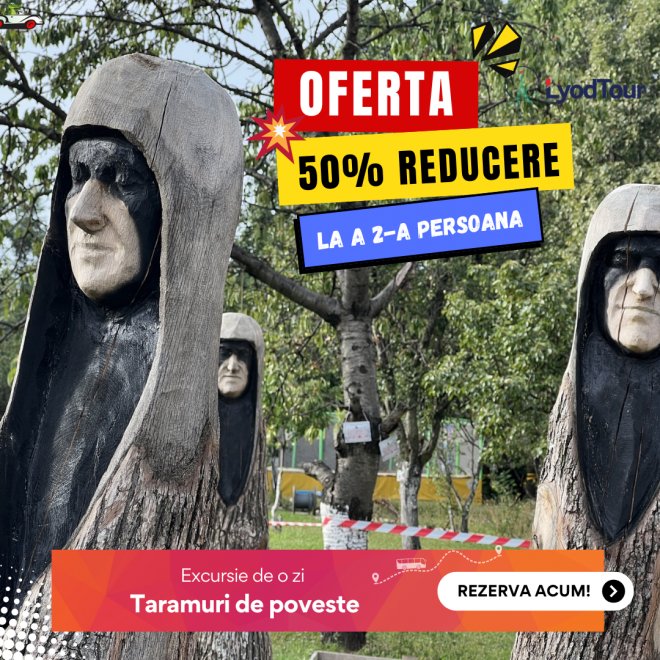 Oferta: 50% Reducere la a 2-a Persoana 💣 Excursie o zi - Taramuri de poveste: Castelul Vrajitoarelor, Padurea colorata, Casuta Rasturnata si Manastirea Polovragi, 31 August 