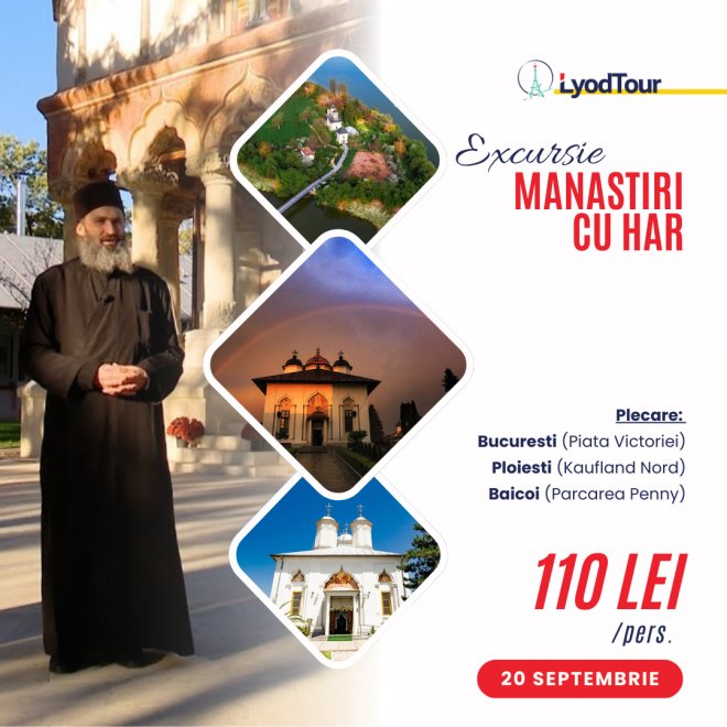 Manastiri cu Har, 16 noiembrie, Excursie de o Zi cu Autocarul